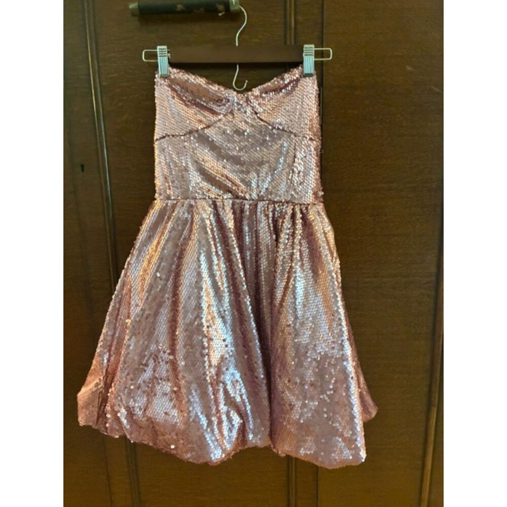 Nasty Gal NWT Pink Champagne Sequin Strapless Mini Dress US 6 Party Cocktail
